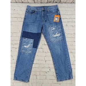 Vintage FUBU X Forever 21 Baggy Patches Distressed Jeans Streetwear MENS SIZE 33